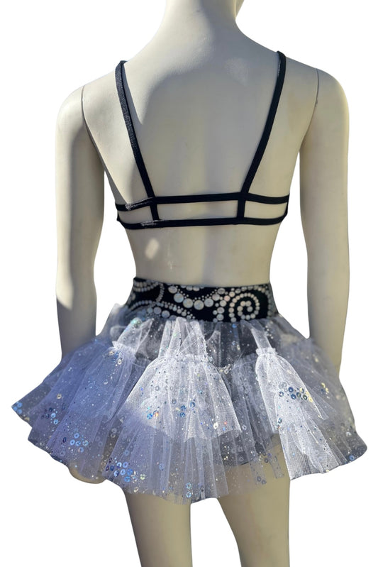 Girls 12- Two Piece black/silver Costume