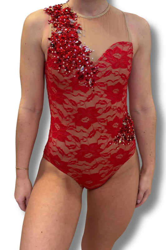 Ladies Small- Red Lace Leotard
