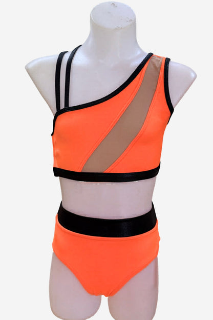 Girl 10 Orange/Black two piece