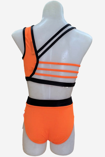 Girl 10 Orange/Black two piece
