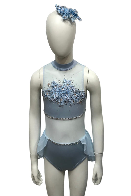 Girls 6- Ice blue Leotard With Motifs