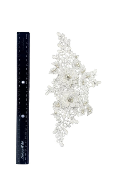 3D Pearl Bling Motif- White