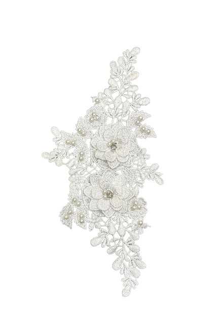 3D Pearl Bling Motif- White