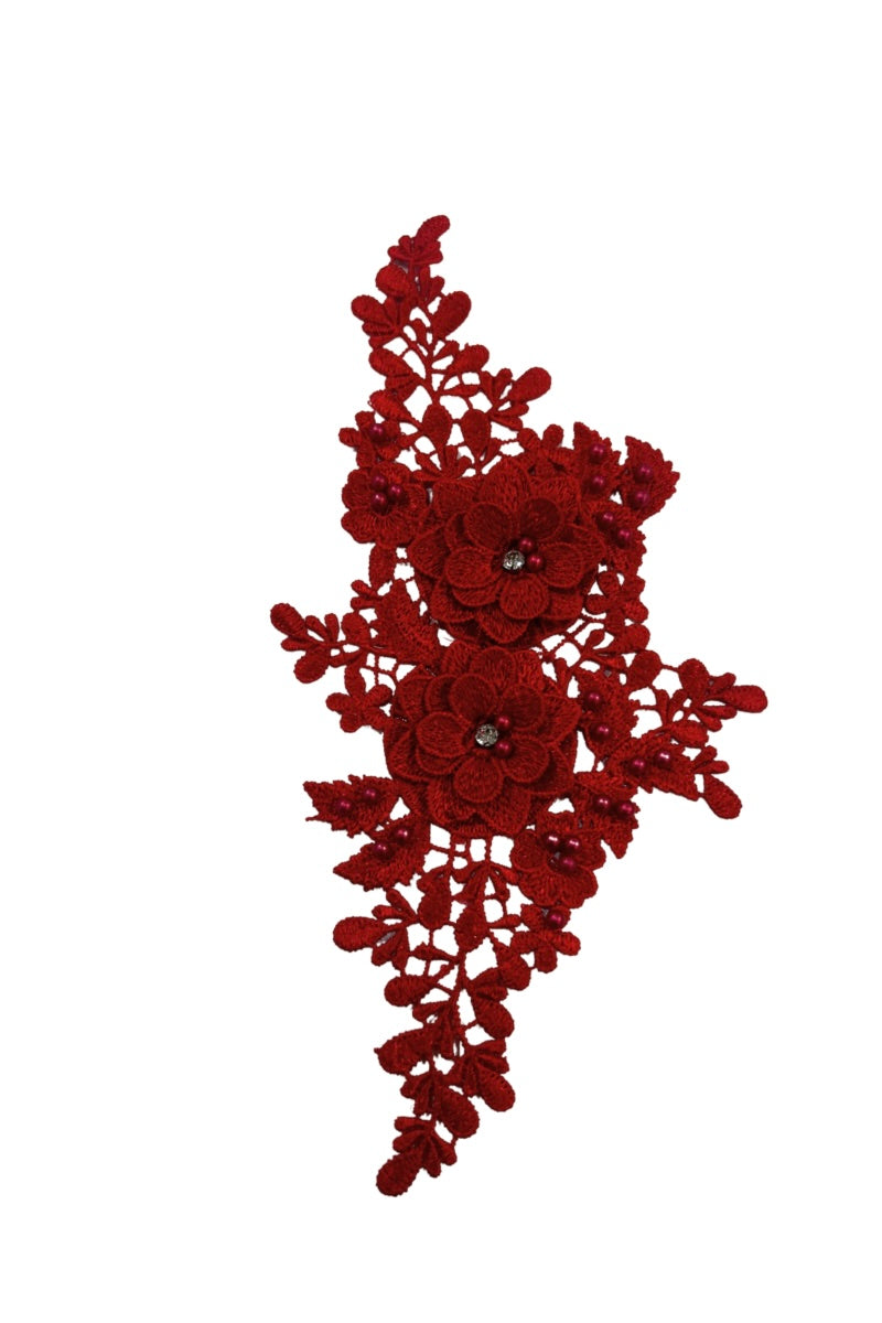 Bling Pattern Flower 3D Pearl Bling Flower Motif – Dance and Design Fabrics