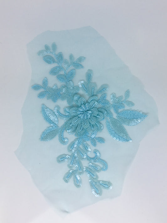 Aqua Sequin Flower Motif