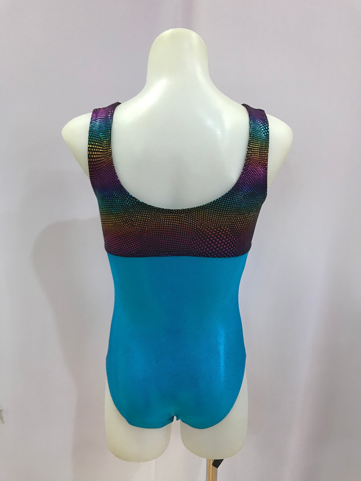 Two Tone Gym Leotard Midnight Jazz / Aqua Blue