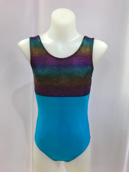 Two Tone Gym Leotard Midnight Jazz / Aqua Blue