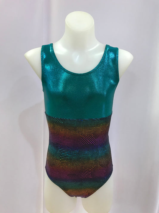 Two Tone Gym Leotard Green / Midnight Jazz