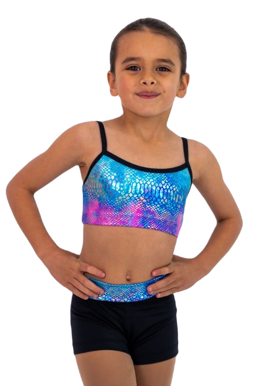 Amelia Crop - Pink/ Blue Reptile